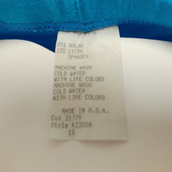 VTG 80s Spandex Yoga athletic shorts neon blue - Picture 3 of 4